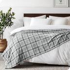 Bare Home Textured Fleece Blanket - Throw/Travel - Ultra-Soft Lightweight for Bed, Sofa, and Couch - Luxury Microplush - Cozy Warm Blanket (Throw/Travel, Tartan Plaid)