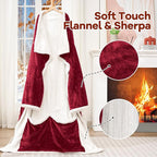 Heated Blanket Wearable Electric Blanket with Foot Pocket and Sleeves, Heating Throw Blanket, Electric Snuggle Blankets, 6 Heating Levels Setting & 4 Hours Auto Shut Off, Machine Washable (Long, Wine)