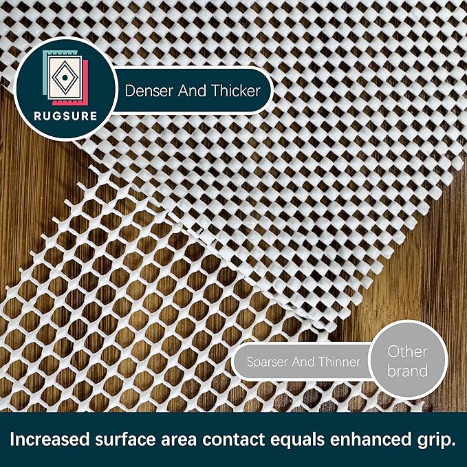 RUGSURE Rug Gripper Pad for Hardwood Floors & Tile Floor - Non Slip Area Rug Pads - Under Carpet Anti Skid Mat - Non Skid Rug Backing, 8x10 Ft