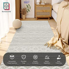 RUGSURE Washable Area Rugs 2'6'' x 8' - 1/6 Thick - Moroccan-Inspired -Stain & Water Resistant Non-Slip - Resistant Rug for Living Room, Bedroom, Nursery, Pet & Child Friendly (Grey)