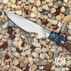 Dalstrong BBQ Piranha Knife - 6 inch - Valhalla Series - 9CR18MOV HC Steel - Celestial Resin & Wood Handle Gift Knife - Built-in Bottle Opener - Meat Cutting, Carving, Bone, Trimming - Leather Sheath