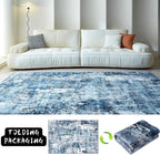Rugcomf Area Rug 5x7 Washable Rug Boho Soft Abstract Pattern Non-Slip Non-Shedding Faux Wool Vintage for Living Room, Bedroom, Farmhouse, Dining Room, Indoor, Kids Playroom, Blue