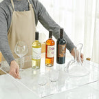 Oversize Extra Large King Size Bed Tray for Eating Big Clear Acrylic Serving Tray with Handles 24x24 Inch -Spill Proof- Decorative Countertop Organizer for Ottoman,Bed,Party, Butler Tray