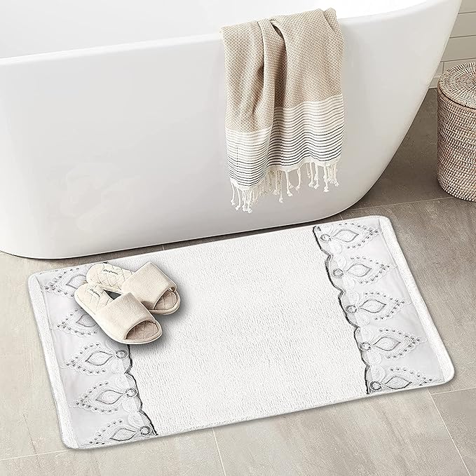 Zahari Home Monaco Modern Bathroom Rug Classic Luxury Bath Rug Contemporary Decor Beautiful Bath Shower Tub Décor Unique Design Stylish Bathroom Rug Shower Mat