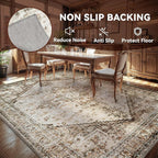 Beige Washable 8x10 Area Rugs for Living Room Rug Bedroom Rug-Carpet Neutral Dining Room Rugs for Under Table Soft Comfortable Non Slip Vintage Oriental Medallion Design
