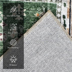 Vintage 6' x 9' Washable Area Rug - Stylish Indoor Rug for Living, Dining or Bedroom - Lightweight Carpet with Non-Slip Backing - Foldable for Easy Placement and Maintenance - Green