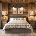 Scenekoy Antlers Style Table Lamp Set of 2 Rustic Bedside Lamp with Night Light Linen Fabric Shade Farmhouse Nightstand Lamps Decor for Living Room Bedroom House Home Office (Bulb Included)