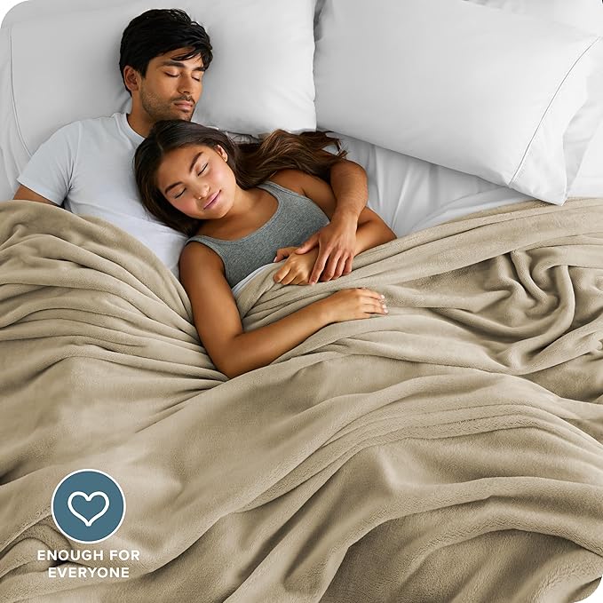 Bare Home Fleece Blanket - Giant Size - Ultra-Soft Lightweight for Bed, Sofa, and Couch - Luxury Microplush - Cozy Warm Blanket (Giant, Oyster)