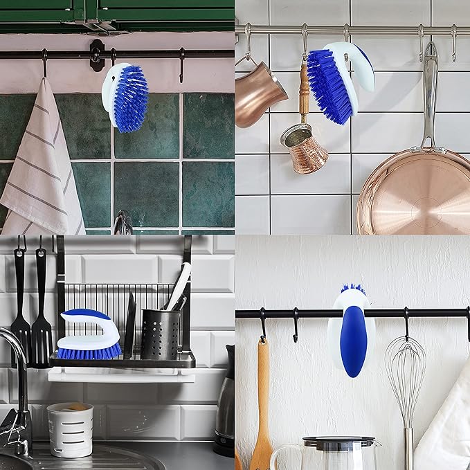 PHYEX 2 Pack Scrub Brushes, Cleaning Brush with Stiff Bristles, Handheld Scrubber for Bathroom, Shower, Tile, Carpet, Bathtub & Floor