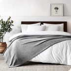 Bare Home Polar Fleece Blanket - Extra Long - Heathered Light Grey - Warm & Cozy - Premium Fleece - Throw for Bed, Camping and Travel - Lightweight (Twin/Twin XL, Heathered Light Grey)