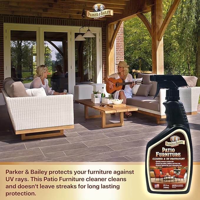 PARKER & BAILEY Patio Furniture Cleaner - Outdoor Furniture Cleaner UV Protectant Outdoor Patio Cleaner Spray Clean Outdoor Cushions Fabric Cleaner for Furniture Upholstery Stain Remover