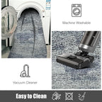 RUGSURE Washable Area Rug - 1/6 Thick - Stain & Water Resistant Non-Slip - Resistant Rug for Living Room, Bedroom, Nursery, Pet & Child Friendly, Vintage Charm Area Rugs (Grey+LightTeal, 6' x 9')