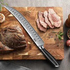 HOSHANHO Carving Kinfe 10 Inch, Forged High Carbon Powder Steel Butcher Breaking Knife, Razor Sharp Curved Brisket Slicing Kinfe for BBQ & Meat Cutting