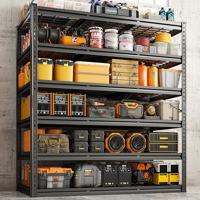 REIBII 3600LBS Garage Shelving 78" H Shelves for Garage Storage Metal Storage Shelves 6 Tier Adjustable Shelving Unit for Basement Warehouse Pantry 48" W X 24" D X 78" H