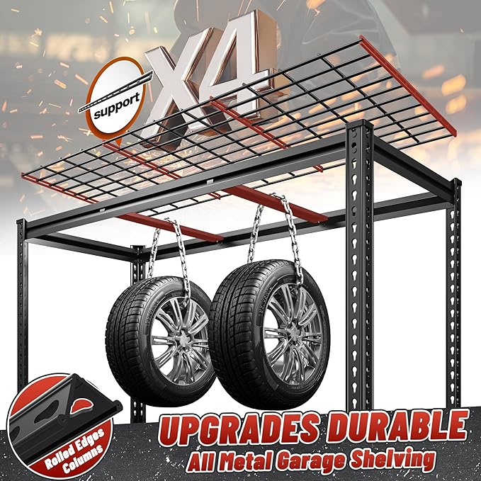 REIBII 3600LBS Garage Shelving 78" H Shelves for Garage Storage Metal Storage Shelves 6 Tier Adjustable Shelving Unit for Basement Warehouse Pantry 48" W X 24" D X 78" H