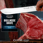 Cutluxe Butcher Knife – 10″ Bullnose Carving Knife, Forged High Carbon German Steel – Full Tang & Razor Sharp – Ergonomic Handle Design – Artisan Series