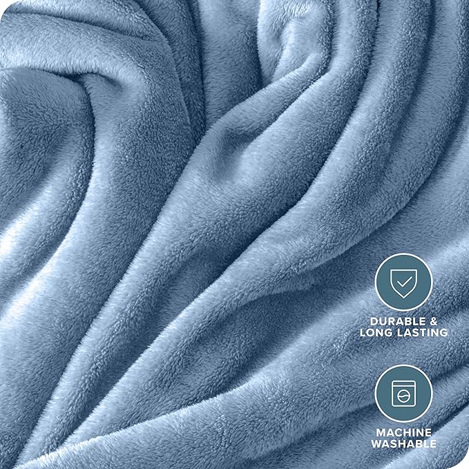 Bare Home Fleece Blanket - Kid Size - Ultra-Soft Lightweight for Bed, Sofa, and Couch - Luxury Microplush - Cozy Warm Blanket (Kid, Coronet Blue)