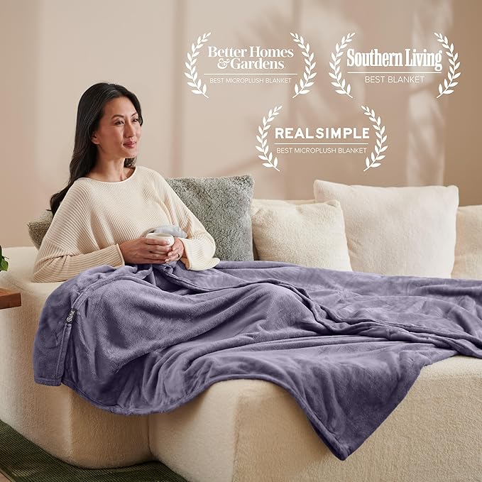 Bare Home Fleece Blanket - Throw/Travel - Ultra-Soft Lightweight for Bed, Sofa, and Couch - Luxury Microplush - Cozy Warm Blanket (Throw/Travel, Dusty Purple)