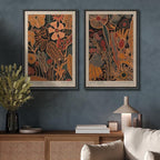 SIGNFORD Framed Canvas Print Wall Art Set Abstract Blossoms Vibrant Floral Illustration Modern Art Decorative Nordic Nature for Living Room, Bedroom, Office - 16"x24"x2 Black