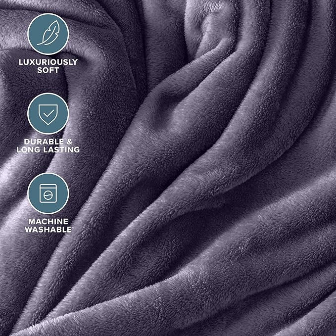 Bare Home Fleece Blanket - Twin/Twin Extra Long - Ultra-Soft Lightweight for Bed, Sofa, and Couch - Luxury Microplush - Cozy Warm Blanket (Twin/Twin XL, Dusty Purple)