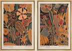 SIGNFORD Framed Canvas Print Wall Art Set Abstract Blossoms Vibrant Floral Illustration Modern Art Decorative Nordic Nature for Living Room, Bedroom, Office - 16"x24"x2 Natural
