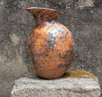 Rustic Pottery Ceramic Vase - Vintage Farmhouse Style Decor, White Grid Ceramic Vases for Home Decor, Modern Farmhouse Decor (Grey and green)