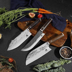 Professional 7.8-inch Chef Knife, High Carbon Stainless Steel Blade for Cutting Meat, with Leather Sheath Scabbard, Ash Wood Handle, Suitable for Kitchen, Outdoor Cooking, BBQ