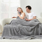 Cozy Bliss Ultra Soft Waffle Blanket - Lightweight Cozy Blankets Gift for Women,Cute Checkered Throws Blanket for Bed, Couch and Sofa,Grey,66x90 Inches