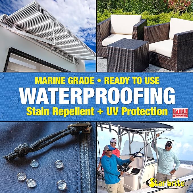 STAR BRITE Waterproofing Spray, Waterproofer + Stain Repellent + UV Protection for Boat Covers, Car Covers, Bimini Tops, Tents, Jackets, Backpacks, Boots, Awnings, Patio Covers & More
