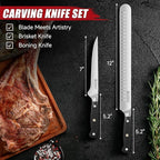 KEEMAKE BBQ Carving Knife Set, Brisket Knife and Boning Knife for Meat Cutting, High Carbon Stainless Steel Sharp Knives Set for Kitchen, Carving Knives for Roast Meat Ham Turkey