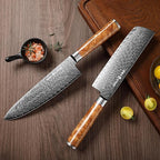 Kitory Damascus Nakiri Knife, 7" Ultra Sharp Kitchen knife - High Carbon 73-Layer 10Cr15CoMoV Stainless Steel - with White Shadow Wood Handle, for Kitchen and Restaurant, 2025 Gift