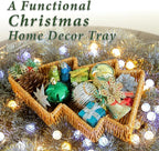 myHomeBody Christmas Tree Wicker Basket, Decorative Snack Tray, Appetizer Serving Tray and Platters, Set of 2