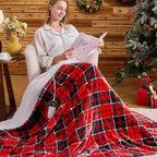 Heated Blanket Electric Throw 50X60, Christmas Heating Throw Gift with 10 Heating Levels & 8 Hours Auto Off, Red Plaid Checkered Sherpa Blanket Warmer for Adults, Couch Bed Office Use, ETL