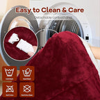 Heated Blanket Wearable Electric Blanket with Hood and Pockets, Heating Throw Blanket, Electric Heated Wrap Shawl with 6 Heating Levels Setting & 4 Hours Auto Shut Off, Machine Washable(Shrot, Wine)