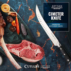 Cutluxe Butcher Knife – 10″ Cimeter Breaking Knife, Razor Sharp Forged High Carbon German Steel, Full Tang Meat Carving Knife, Ergonomic Handle Design – Artisan Series