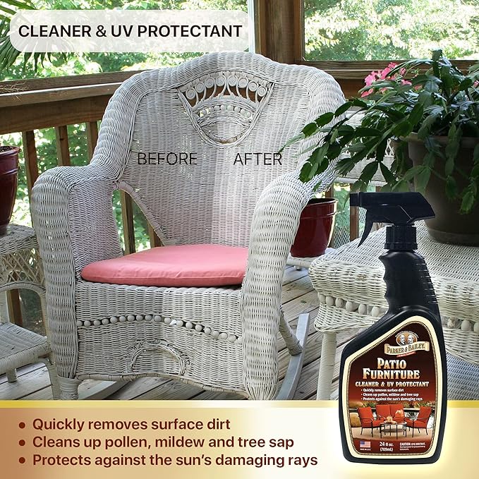 PARKER & BAILEY Patio Furniture Cleaner - Outdoor Furniture Cleaner UV Protectant Outdoor Patio Cleaner Spray Clean Outdoor Cushions Fabric Cleaner for Furniture Upholstery Stain Remover