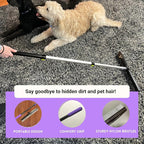 Room Groom PET Carpet Rake and Groomer with Telescoping 54 Inch Adjustable Handle, Rugs, and Artificial Turf, Purple Grip, Black/Purple