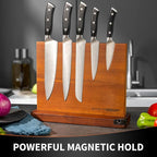 Magnetic Knife Block, Acacia Wood Magnetic Knife Holder for Kitchen Counter Universal Knife Block Without Knives (12 x 10 With Sharpener)