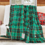Green Heated Blanket Electric Twin Size 62X84, Christmas Heating Blanket, Plaid Sherpa Winter Blankets Warmer, 10 Heating Levels & 8-Hour Auto Off, Fast Heated House Warming Gifts New Home Decor