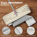 JOYMOOP Flat Mop, Microfiber Mops for Floor Cleaning and Wall Cleaner, 50" Mop with 13" Flat Head with a Microfiber Mop Pad - Beige & Blush Brown