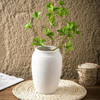 Ceramic Farmhouse Flower Vase, 8.2 Inch Terracotta Rustic Vase, Decorative Pottery Flower Vases for Living Room, Entryway, Table, Shelf Decor