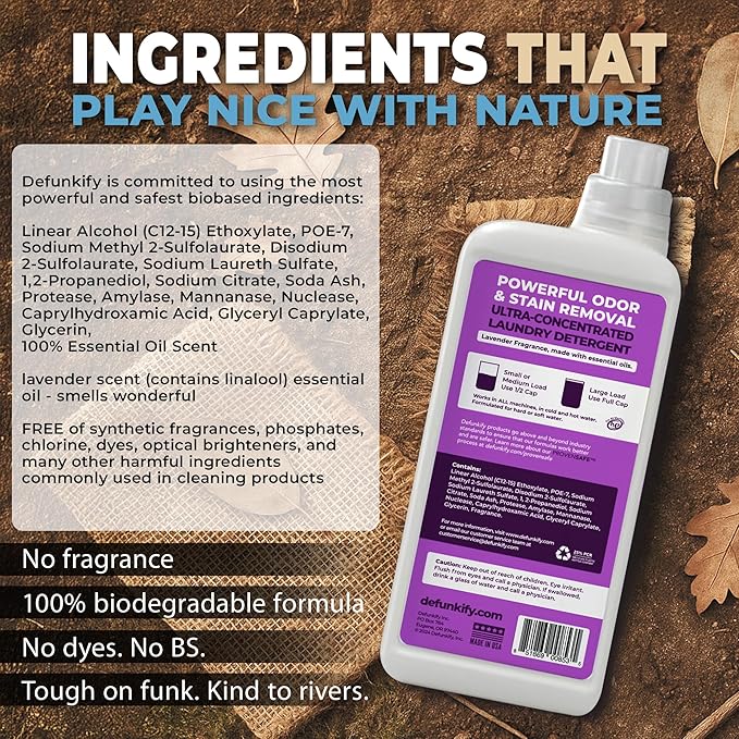 Laundry Detergent 62 Load/37.7 FlOz (2-Pack). 'Lavender' Liquid Laundry Detergent for Sensitive Skin. 'ProvenSafe' Laundry Soap Washing Detergent w/Odor & Stain Remover for Activewear & All Fabrics