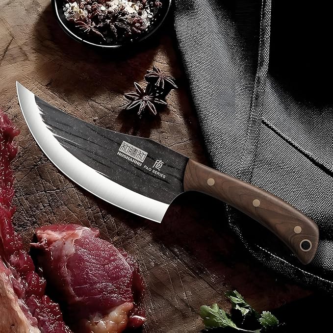 HOSHANHO 6 Inch Viking Knife, High Carbon Steel Japanese Kitchen Chef Knife, Hand Forged Butcher Knife for Meat Cutting, Multipurpose Cooking Knives for Home & Camping & BBQ