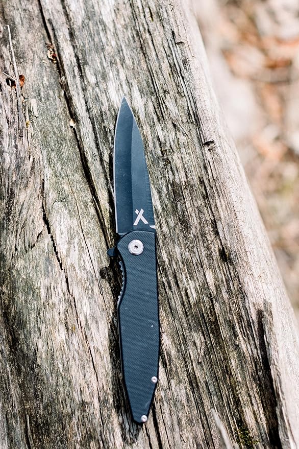 Bear Grylls Folding Blade Pocket Knife, 3.6" 3cr13 Steel Blade, EDC Knife with G10 Handle, and Belt Clip for Camping, Survival and Backpacking - Black