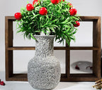 Rustic Pottery Ceramic Vase - Vintage Farmhouse Style Decor, White Grid Ceramic Vases for Home Decor, Modern Farmhouse Decor (White)