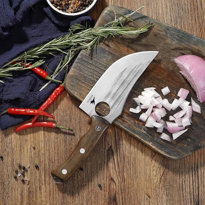 Chef's Knife, 5.8" - High Carbon Stainless Steel Boning Knive with Leather Sheath, Full Tang, Ergonomic Handle for Superior Balance & Control