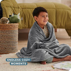 Bare Home Fleece Blanket - Kid Size - Ultra-Soft Lightweight for Bed, Sofa, and Couch - Luxury Microplush - Cozy Warm Blanket (Kid, Grey)