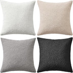 MIULEE Pack of 4 Decorative Textured Boucle Throw Pillow Covers 18x18 Inch Black White Accent Solid Pillow Cases Soft Couch Cushion Covers Modern Farmhouse Boho Chair Sofa Bed Livingroom Home Decor