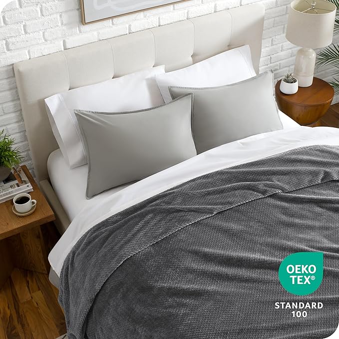 Bare Home Textured Fleece Blanket - Twin/Twin Extra Long - Ultra-Soft Lightweight for Bed, Sofa, and Couch - Luxury Microplush - Cozy Warm Blanket (Twin/Twin XL, Chevron Grey)