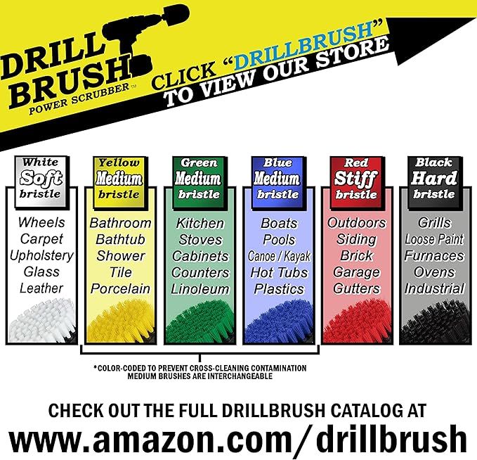Drill Brush Power Scrubber by Useful Products - Automotive Car Detailing Brush Set - Auto Cleaning Kit - Rim, Seat, Carpet, Leather, Glass, Window Cleaner - Interior Car Wash Scrubber for Detailing